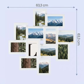 Conjunto 12 molduras para fotografias de 10 x 15 cm, colagem de fotografias branco