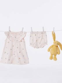 Vestido + calções bloomer estampados às frutas, para bebé, da PETIT BATEAU rosa-blush