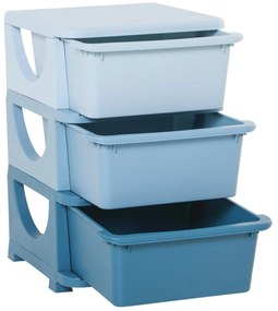 HOMCOM Organizador de Brinquedos Infantil para crianças acima de 3 anos com 3 Gavetas e Alças amplo espaço de armazenamento para Roupas Livros brinquedos 37x37x56,5 cm Azul