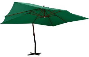 Guarda-sol jardim cantilever c/ poste madeira 400x300 cm verde