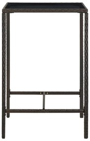 3 pcs conjunto de bar p/ jardim com almofadões vime PE castanho