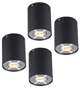 Conjunto de 4 Focos de Teto Rondoo Up Preto