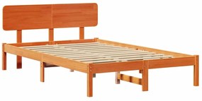 Cama com Cabeceira Marrom Encerada 120 x 190 cm em Madeira de Pinho Só