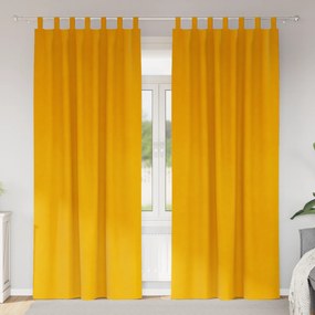 Cortinas Blackout vidaXL com laços de pendurar 2 pcs Amarelo Mostarda Veludo