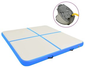 Colchão de ginástica insuflável c/ bomba 200x200x20 cm PVC azul