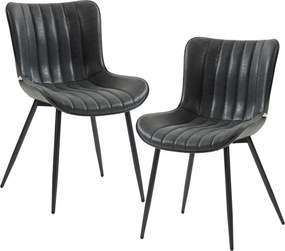 Conjunto de 2 Cadeiras de Sala de Jantar (MESA NÃO INCLUIDA), 49 x 61 x 80,5 cm, Pés de Aço Ajustáveis, Preto