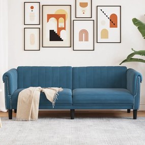 vidaXL Sofá de 3 lugares veludo azul