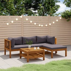 vidaXL 5 pcs conjunto lounge de jardim c/ almofadões acácia maciça