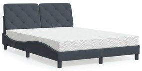 Cama com colchão 140x200 cm veludo cinzento-escuro