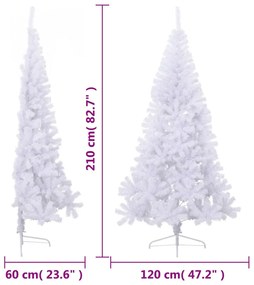 Meia árvore de Natal artificial com suporte 210 cm PVC branco