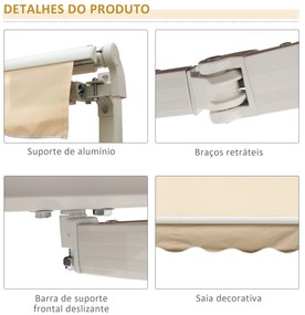 Toldo de Parede Retrátil Manual – Modelo Faro – 295x245 cm – Cor Bege