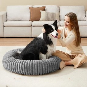 Cama para cães com 100 cm de diâmetro, lavável, cinzenta