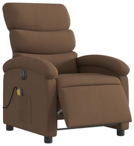 Poltrona de massagens reclinável elétrica tecido castanho