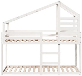 Beliche com telhado 90x200 cm madeira de pinho maciça branco