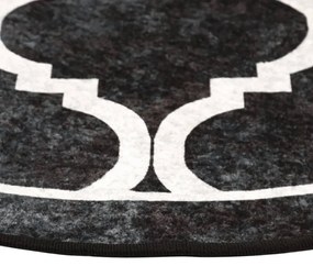 Tapete lavável antiderrapante Ø 120 cm preto e branco