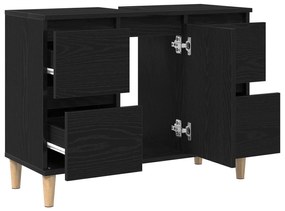 Gabinete de Pia vidaXL Preto Carvalho 80x33x60 cm Madeira de Engenhari