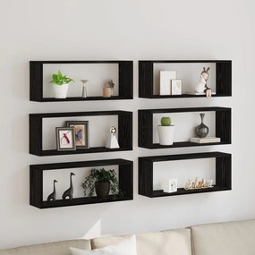Estantes de Parede vidaXL 6 pcs Carvalho Preto 60x15x23 cm Madeira Eng