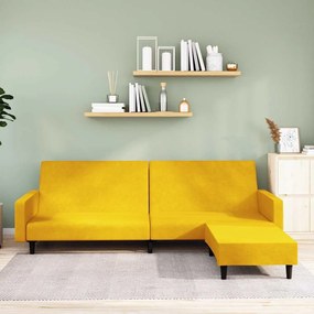 vidaXL Sofá-cama de 2 lugares com apoio de pés veludo amarelo