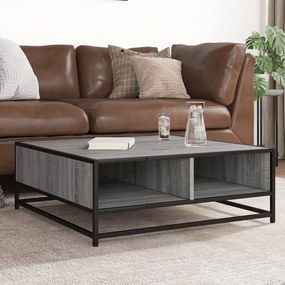 vidaXL Mesa de centro 80x80x30 cm deriv. madeira/metal cinzento sonoma