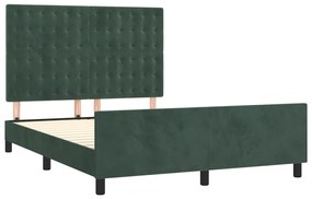 Estrutura de cama c/ cabeceira 140x190 cm veludo verde-escuro