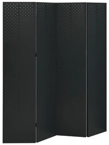 vidaXL Divisória de quarto com 4 painéis aço 160x180 cm preto