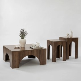 Conjunto de Mesas de Café Collesium – Nogueira – 35 cm x 50 cm e 35 cm