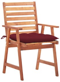 Cadeiras de jantar p/ jardim 3 pcs c/ almofadões acácia maciça