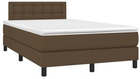 Cama box spring c/ colchão/LED 120x200cm tecido castanho-escuro