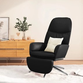 3097373 vidaXL Cadeira de descanso c/ apoio pés couro artif. preto brilhante