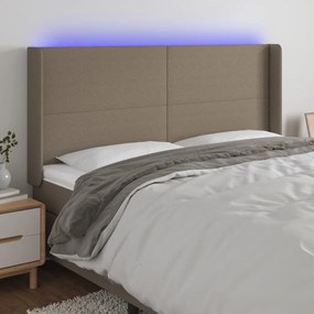 Cabeceira cama c/ LED tecido 163x16x118/128cm cinza-acastanhado