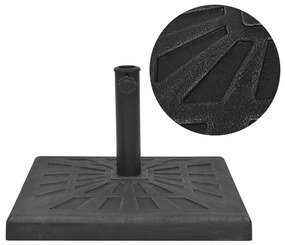 Base para guarda-sol em resina quadrado preto 19 kg