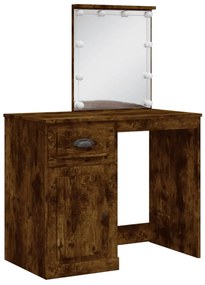 Toucador com luzes LED 90x42x132,5 cm carvalho fumado