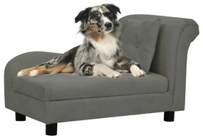 vidaXL Sofá para cães com almofada 83x44x44 cm pelúcia cinzento-escuro