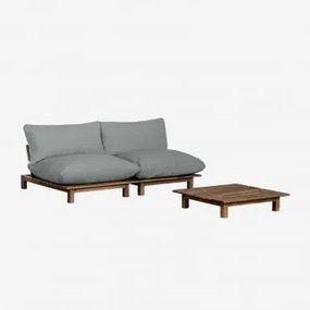 Conjunto De Jardim Com Sofá Reclinável Modular De 2 Peças E Mesa De Centro Em Madeira De Acácia Brina Cinza Antracite - Sklum
