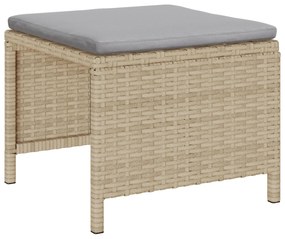 Conjunto de Sofás para Exterior Bege e Cinza Claro Rattan, Tecido