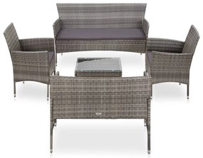 vidaXL 5 pcs conjunto lounge de jardim c/ almofadões vime PE cinzento