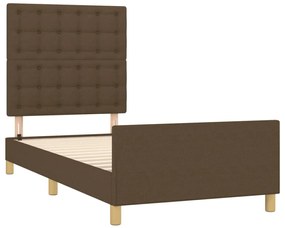Estrutura de cama sem colchão 90x200 cm tecido castanho-escuro