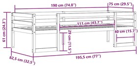Estrutura de cama infantil 75x190 cm pinho maciço castanho-mel
