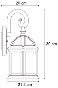 Candeeiro de Parede Exterior Clássico Prateado Antigo IP44 - Glasgow Clássico / Antigo