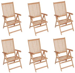 vidaXL Cadeiras de jardim reclináveis 6 pcs madeira de teca maciça
