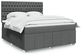 vidaXL Cama com molas/colchão 180x200 cm tecido cinzento-escuro