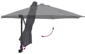 Parasol de Jardim Montado na Parede Antracite 250 cm