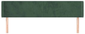 Cabeceira de cama c/ abas veludo 183x16x78/88cm verde-escuro