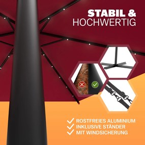Guarda-sol solar cantilever LED Haiti Ø300cm Proteção UV 80+ vermelho