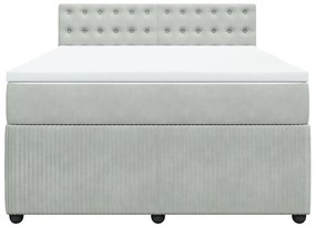 Cama com molas/colchão 140x200 cm veludo cinzento-claro