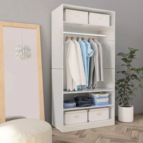 800231 vidaXL Roupeiro 100x50x200 cm contraplacado branco brilhante