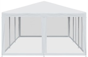 Tenda p/ festas c/ 10 paredes laterais malha 6x4 m PEAD branco