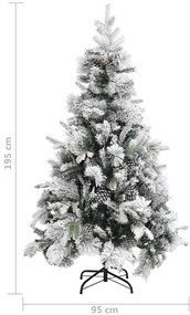 Árvore de Natal c/ flocos de neve e pinhas 195 cm PVC e PE