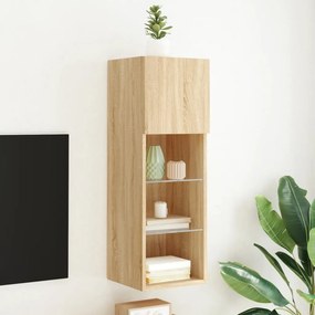 vidaXL Móvel de TV com luzes LED 30,5x30x90 cm carvalho sonoma