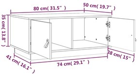 Mesa de centro 80x50x35 cm pinho maciço preto